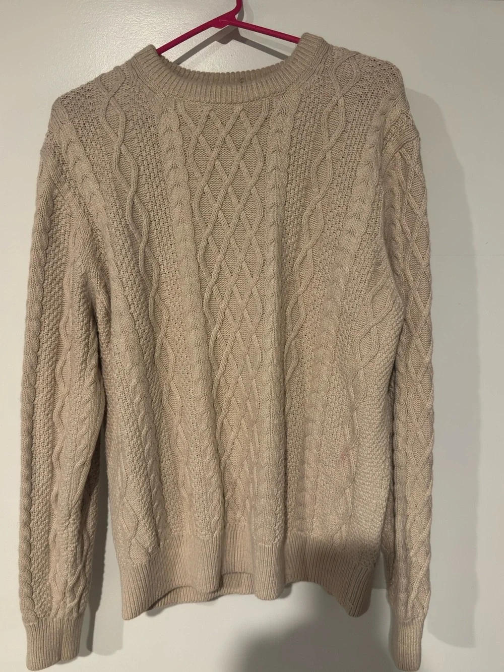 J. Crew Cream Cable Knit Crewneck Sweater